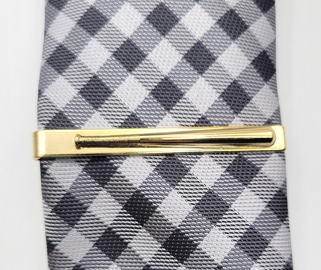 Baseball Bat Tie Clip, 24k Gold Plated, Sports, Baseball Team, 2 Inch
