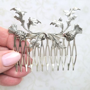 Silver Thistle Hair Comb, Elegant Scottish Bridal Hair Comb, Woodland, Boho, Bridesmaids, Feminine, Romantic, Bride, Summer, Garden Wedding