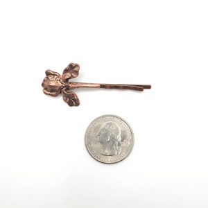 Iris Floral Copper Pins, Bobby Pins, Garden Wedding Flowers, Rustic, Boho, Woodland, Nature image 2