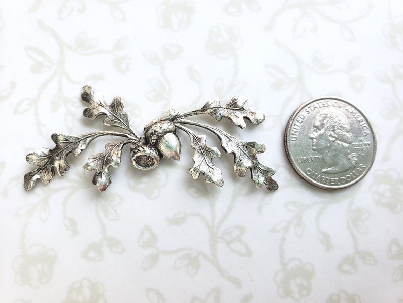 Large Silver Oak Leaf & Acorn Pin Large Lapel Pin Brooch Etsy