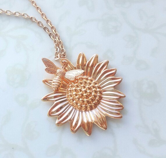 sunflower rose gold necklace
