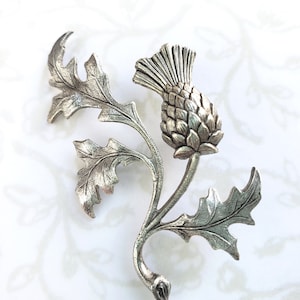 Thistle Lapel Pin, Silver Plated Scottish Brooch, Antiqued, Boutonniere, Woodland, Rustic, Garden Wedding, Forest, Summer