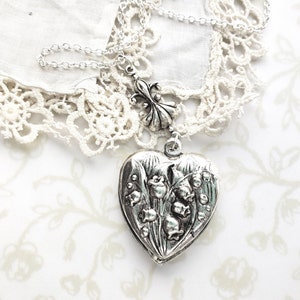 Unique Lily of the Valley Hidden Message Necklace / Locket, Woodland Spring Summer Wedding, Bell Flowers, Bridesmaids, Mother's Day