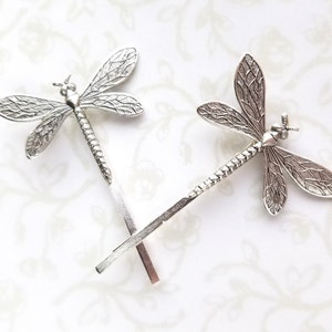 Silver Dragonfly Bobby Pins, Set of 2, Woodland, Garden Wedding, Summer, Spring, Nature, Boho, Mother's Day, Bridal Hair, Bridesmaids