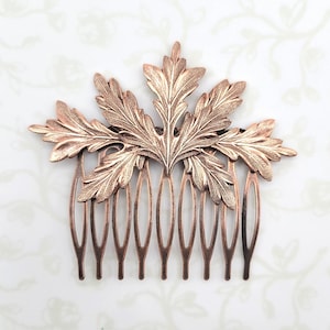 Matte Rose Gold Thistle Leaves Hair Comb, Elegant Scottish Bridal Hair Comb, Copper, Autumn, Woodland, Wedding, Fall, Thanksgiving