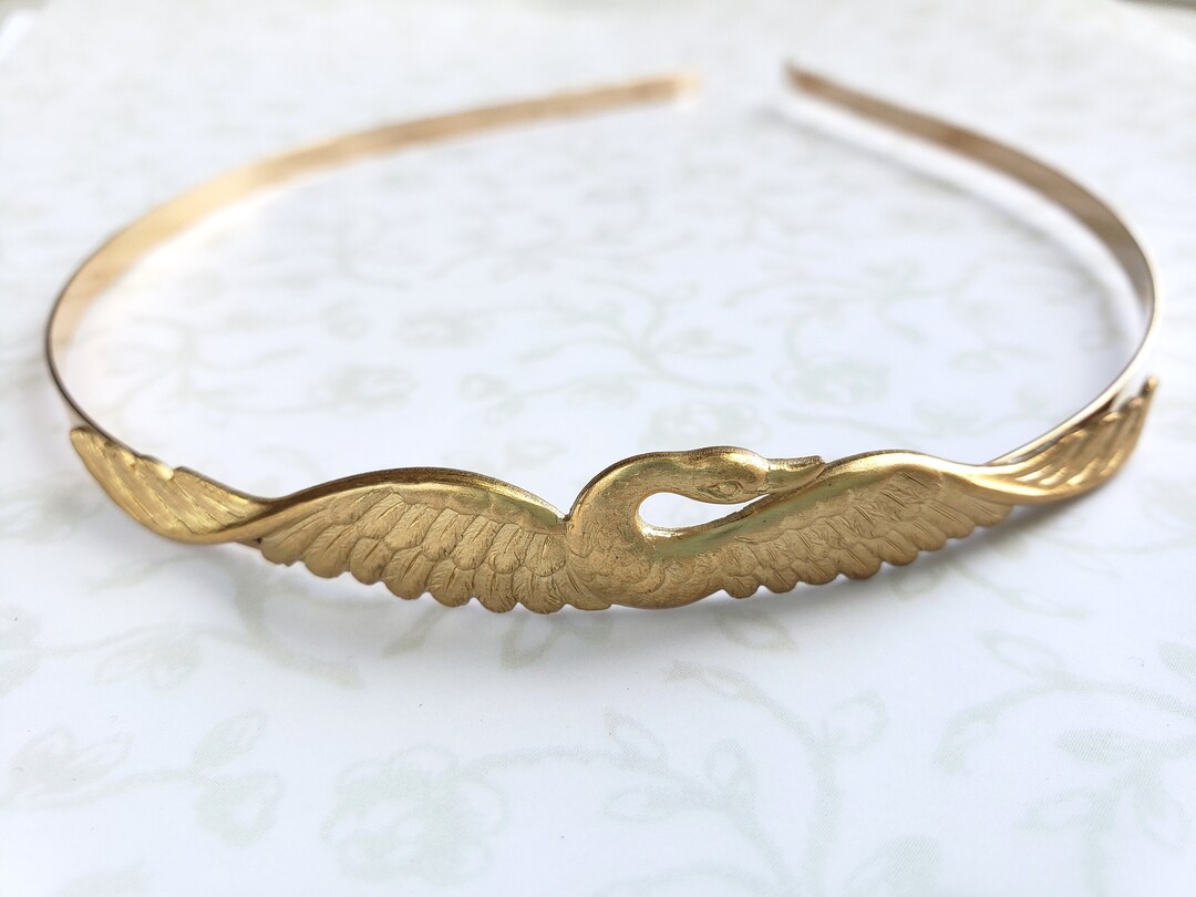 Gold Swan Headband, Raw Brass, Swan Princess, Swan Lake, Bridal Hair, Bride, Bridesmaids, Bird, Summer, Garden