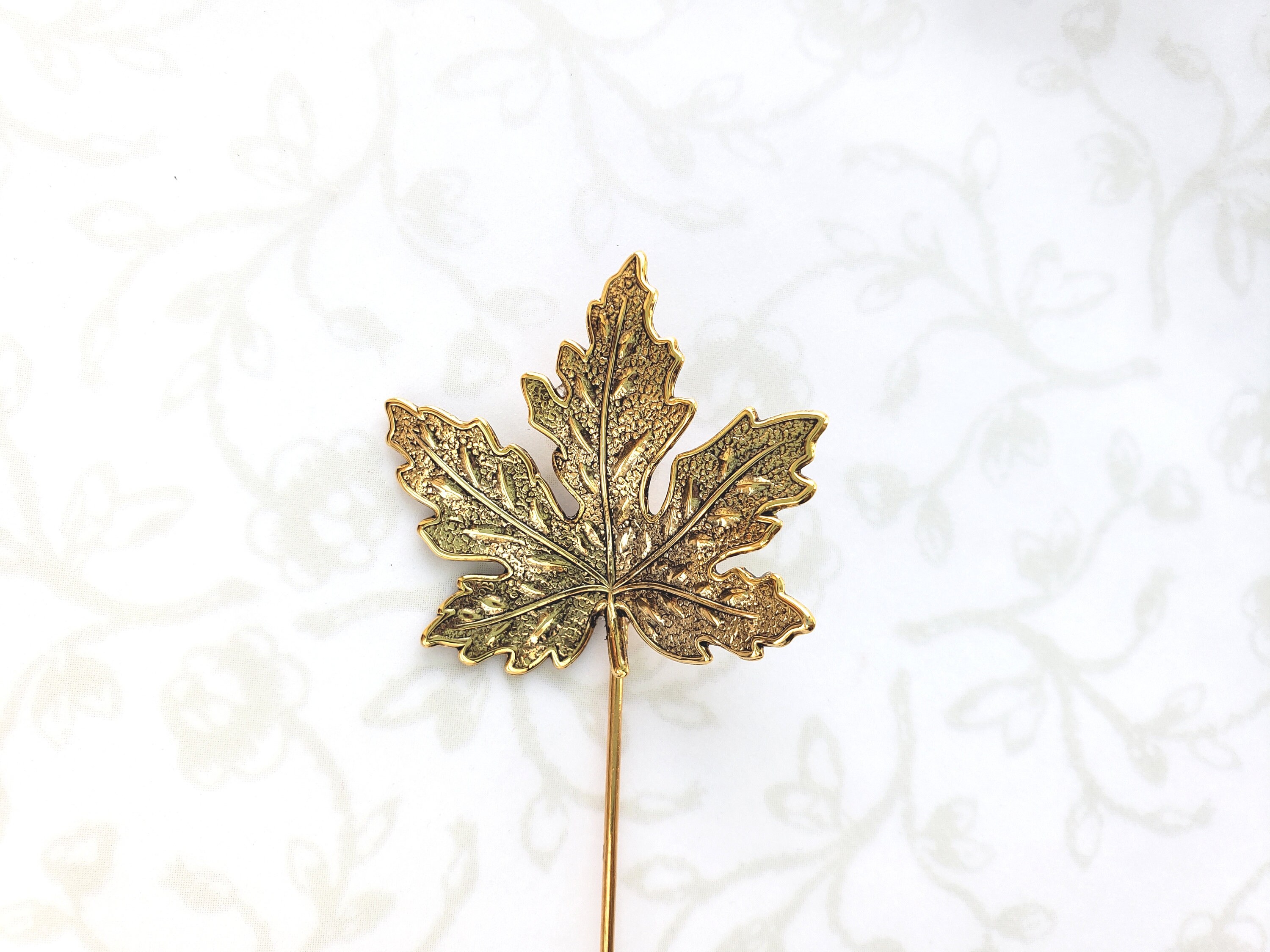 Gold Maple Leaf Stick Pin Lapel Pin 24k Gold Plated Brass Etsy