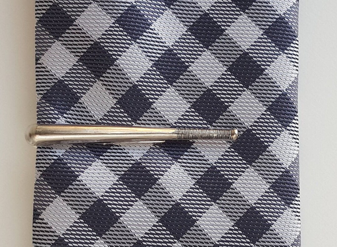 Silver Baseball Bat Tie Clip, Small THIN Sports Tie Clip, Baseball Team