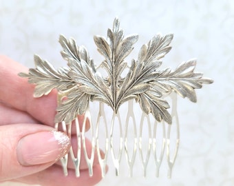 Silver Thistle Leaves Hair Comb, Scottish Bridal Hair Comb, Woodland, Bridesmaids, Feminine, Romantic, Elegant Bride, Summer, Garden Wedding