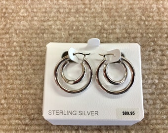 Silver Double Hoop Earrings