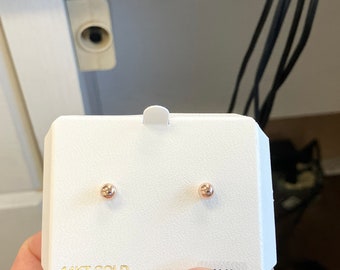 14 k Rose Gold Ball Stud Earrings