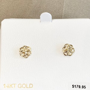 14k amarillo oro nudo pequeño espárrago aretes