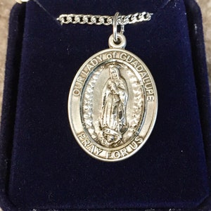 Our Lady Of Guadalupe Silver Pendant With Chain