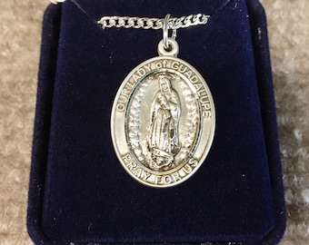Our Lady Of Guadalupe Silver Pendant With Chain