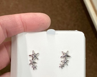 Silver Star Climber Stud Earrings