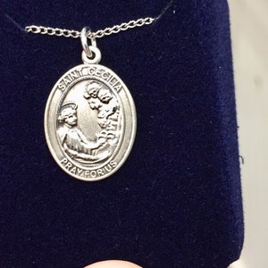 Saint Cecilia Silver Pendant With 18 Inch Silver Chain