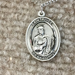 Saint Jude Silver Pendant And Silver Chain