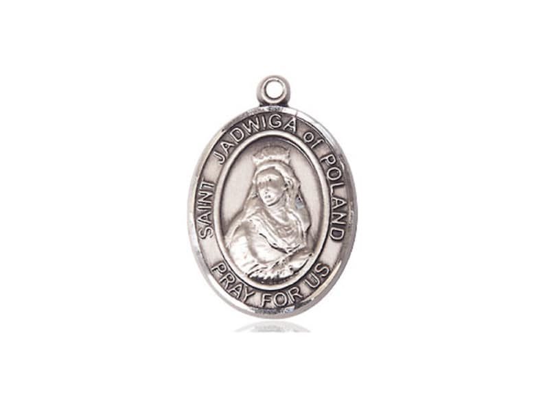 Saint Jadwiga of Poland Silver Pendant And Chain image 3
