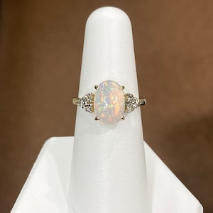 Ethiopian Opal And Diamond Gold Ring