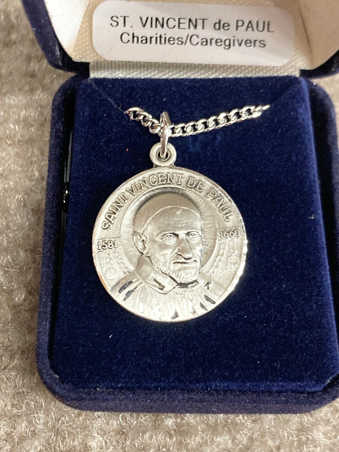 Saint Vincent De Paul Silver Pendant and Chain - Etsy