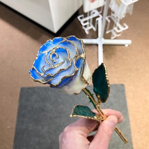 Blue And White Gold Plated Rose