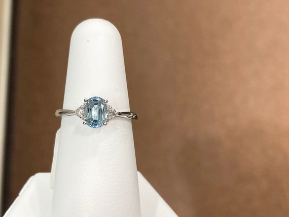 Aquamarine and Diamond White Gold Ring Etsy Singapore