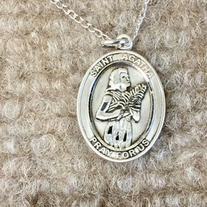 Pendentif argentier d'infirmière de Sainte Agatha avec la chaîne de 18 pouces