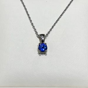 Natural Blue Sapphire White Gold Pendant
