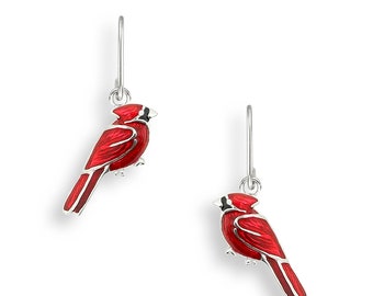 Silver Cardinal Dangle Earrings