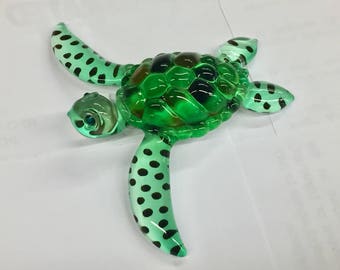 Green Sea Turtle Glass Figurine