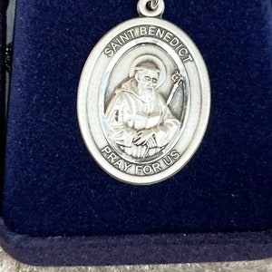 Saint Benedict Pendant With 24 Inch Silver Chain