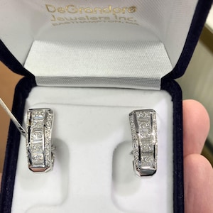 White Gold Natural  Diamond Omega Back  Earrings