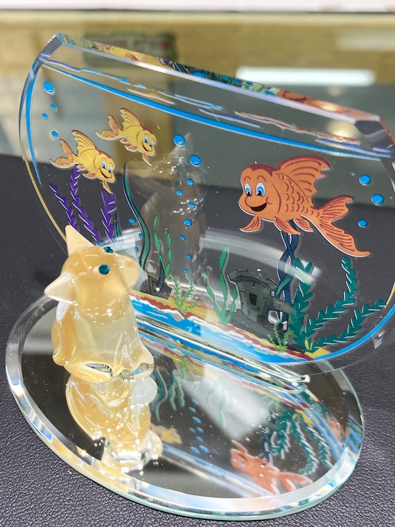 猫と金魚鉢のガラス置物 - Etsy 日本