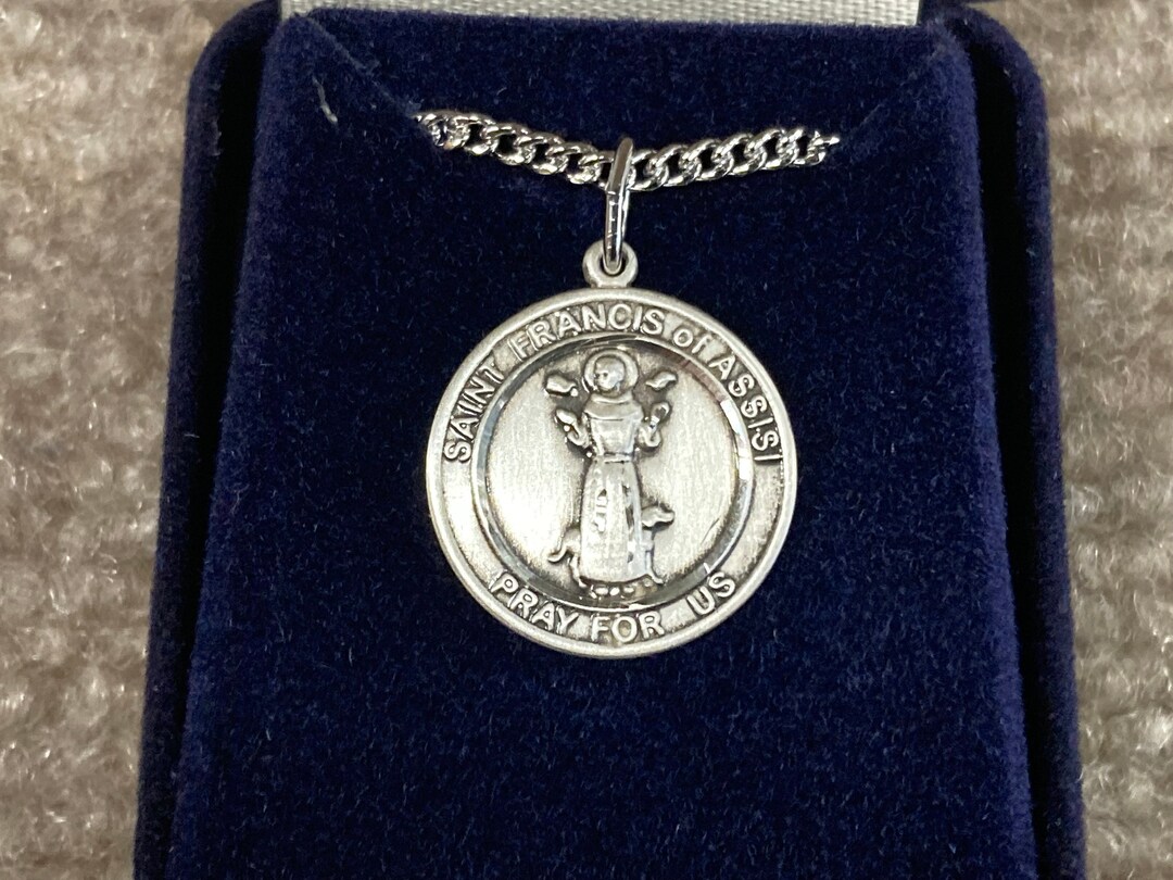 Saint Francis of Assisi Silver Pendant With Chain - Etsy