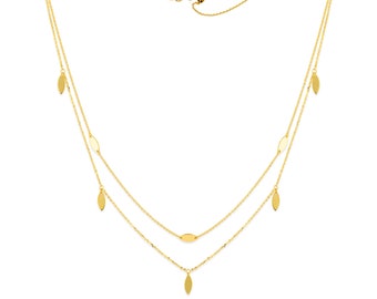 14 K Yellow Gold Layered Choker Necklace