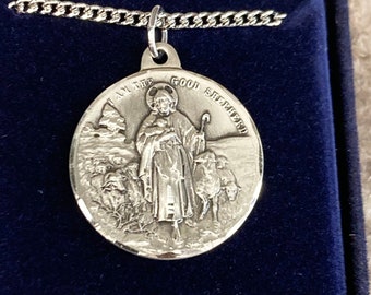 Good Shepherd And Guardian Angel Silver Pendant And Chain