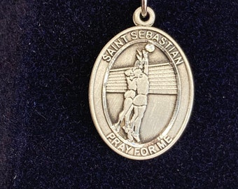 St Sebastian Basketball Sterling Silver Pendant on a 24 Inch Light ...