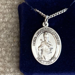 Saint Augustine Of Hippo Silver Pendant And Chain