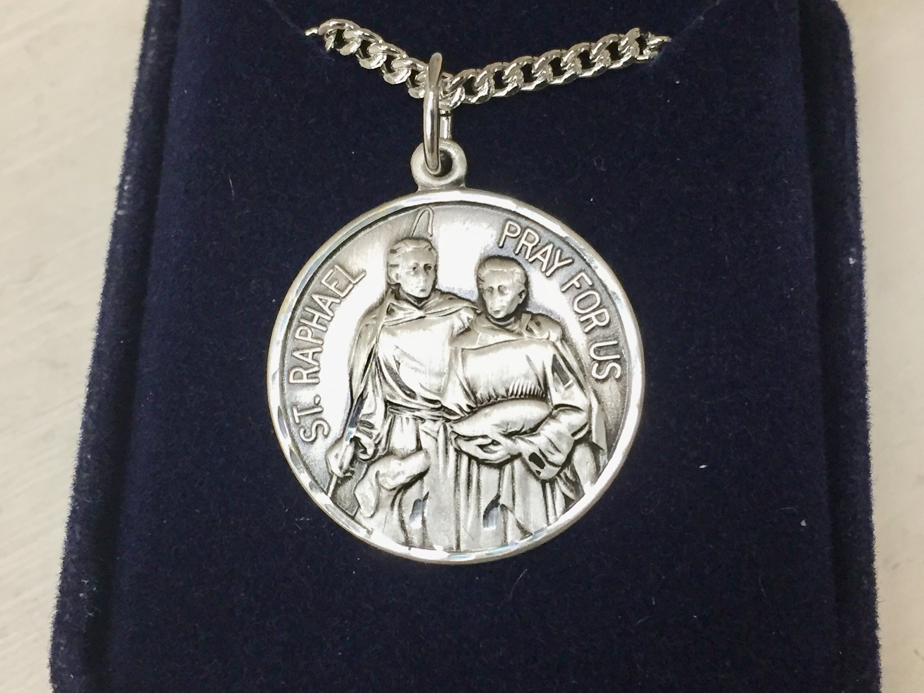 Saint Raphael Silver Pendant And Chain