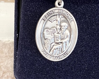 Saint Jerome Silver Pendant And Chain