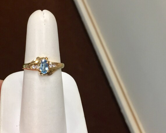 14 k amarillo oro aguamarina y anillo de diamantes | Etsy España
