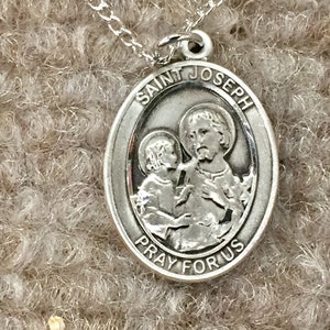 Saint Joseph Silver Pendant With 18 Inch Chain