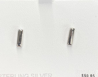 Silver Bar Stud Earrings