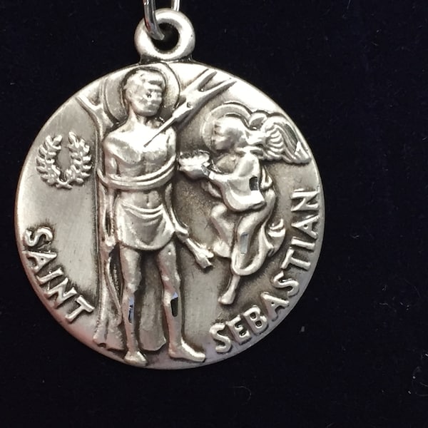 Saint Sebastian Silver Pendant With Chain