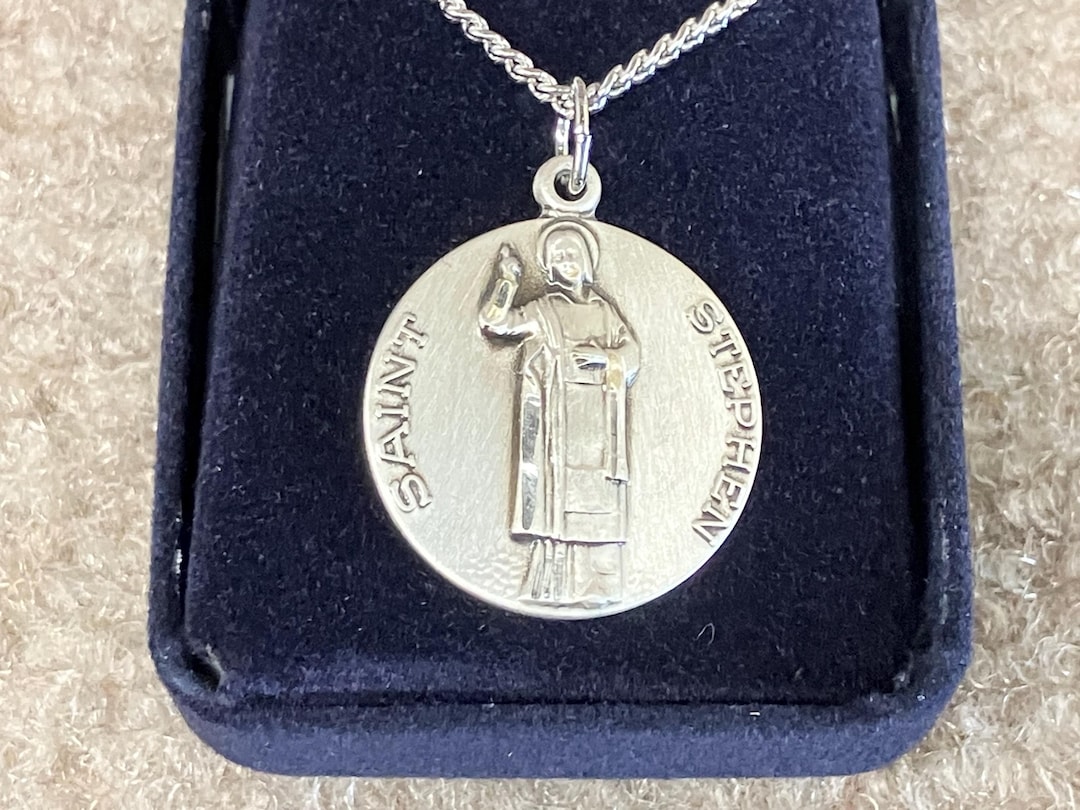 Saint Stephen Silver Pendant and Chain - Etsy