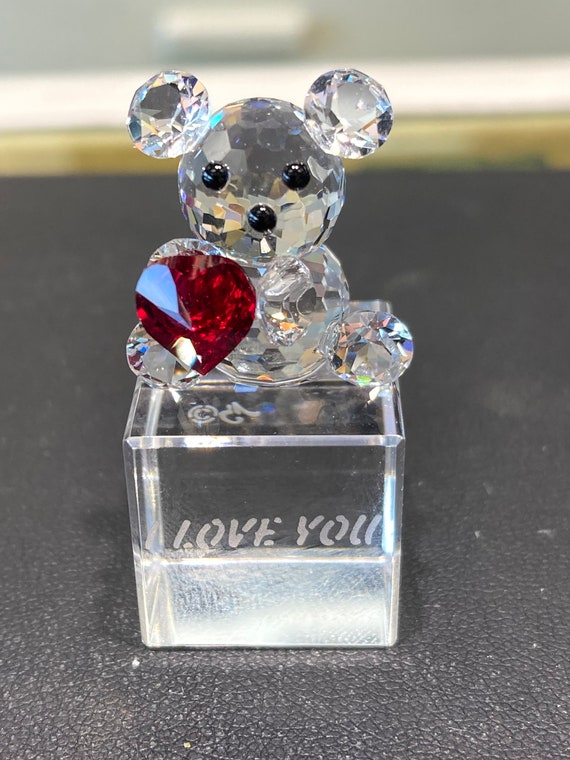 I Love You Teddy Bear Crystal Figurine Etsy