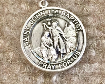 Saint John The Baptist Medal With 18 Inch Silver Chain