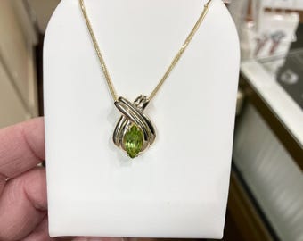 Marquise Shaped Peridot Gold Necklace