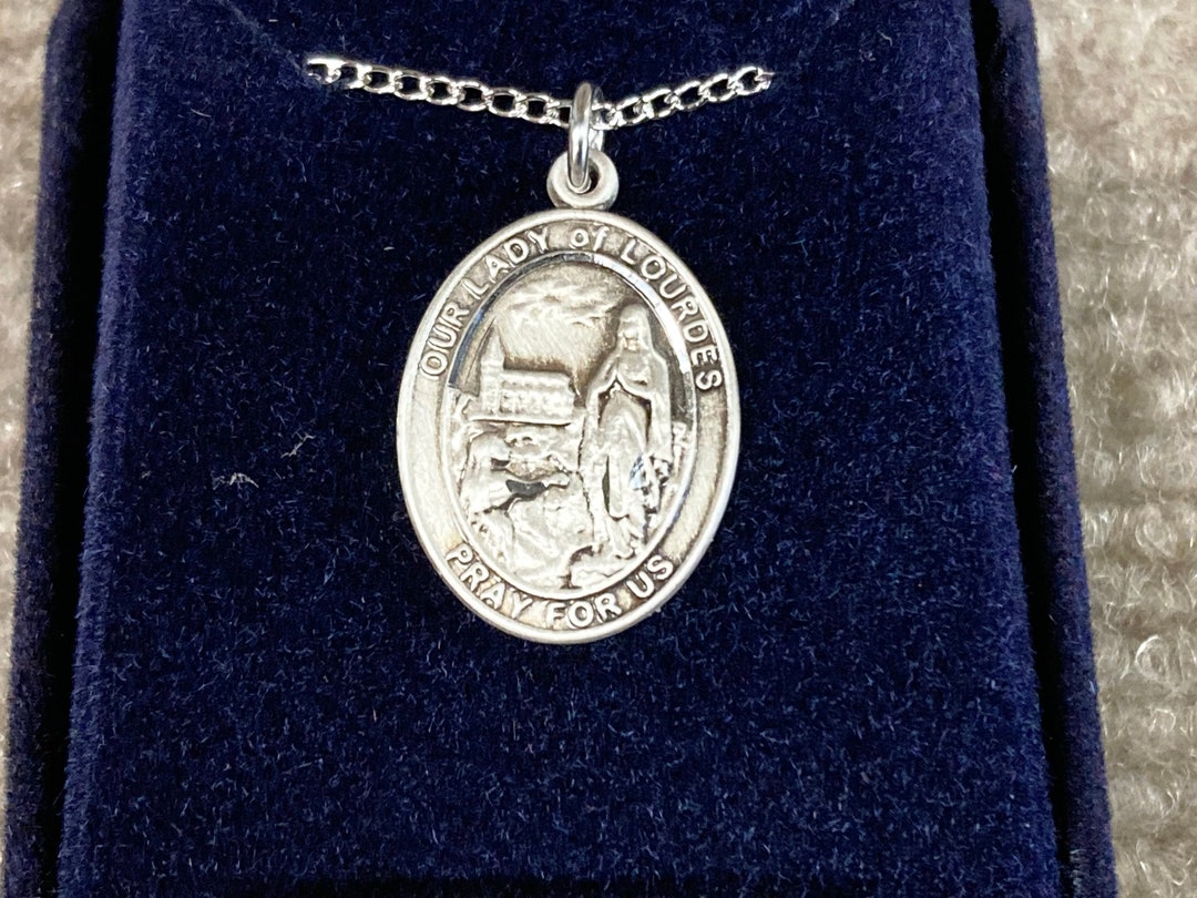 Our Lady of Lourdes Silver Pendant With Chain - Etsy