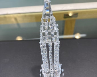 置物 Crystal World Mini Empire State Building Empire State Building Crystal Statue, Blue/Silver, 5